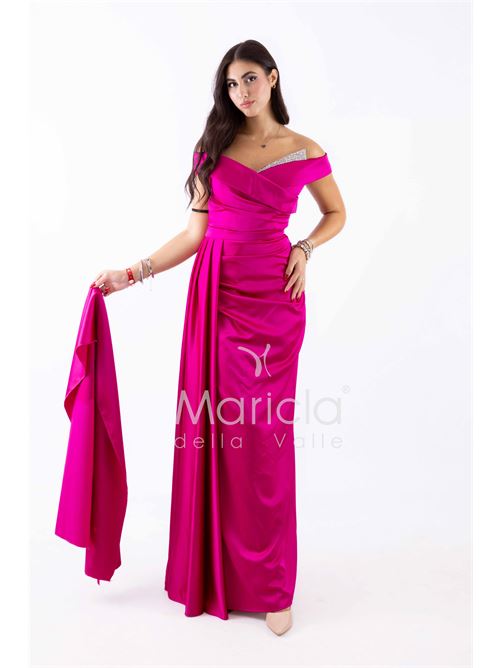 abito con strass scollo MARICLA ELEGANCE | FI7443FUCSIA